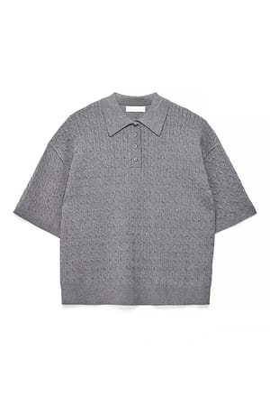 Grey Melange Kortermet kabelstrikket topp