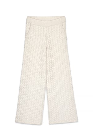 Beige Kabelstrikkede bukser