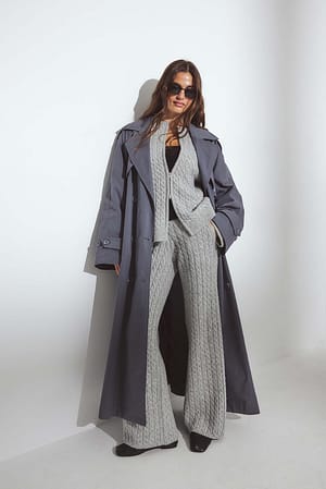 Light Grey Kabelgebreide broek