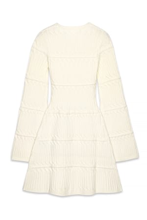 Offwhite Kabelstrikket minikjole med vide ben