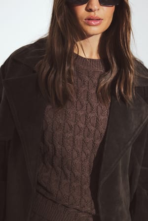 Brown Cable Knitted Sweater