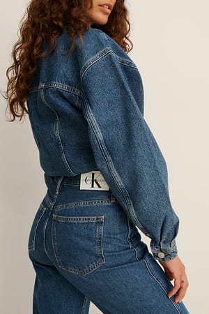 Denim Blue High Rise Straight Ankle Jeans