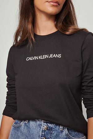 Black Shrunken Institutional LS Tee