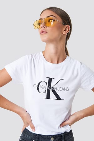 Bright White Core Monogram Logo Tee