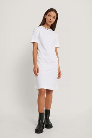 Bright White Mini Robe À Logo