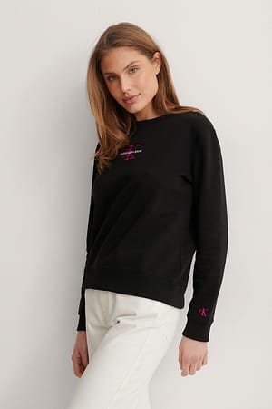 CK Black/Party Pink Monogram Logo Crew Neck