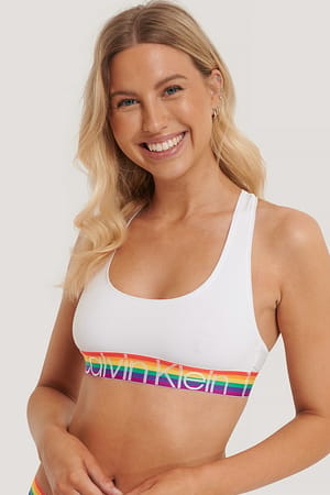 White Logo Unlined Bralette