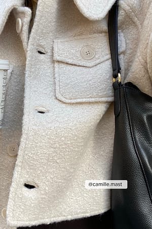 Light Beige Jacka med fickor, stora ärmar och bälte