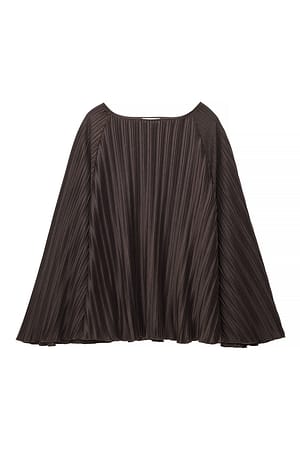 Brown Cape Geplooide Blouse