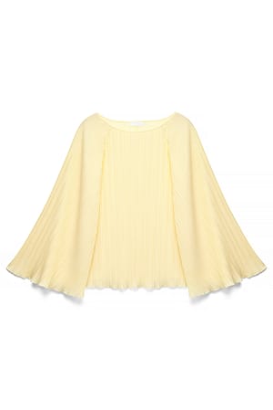 Light Yellow Cape Geplooide Blouse