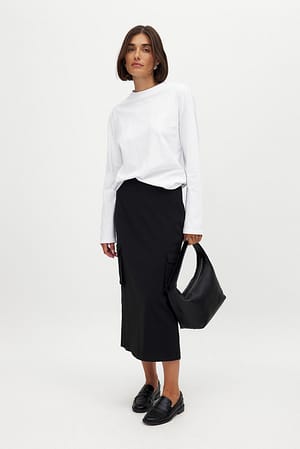 Black Falda midi con bolsillos tipo cargo