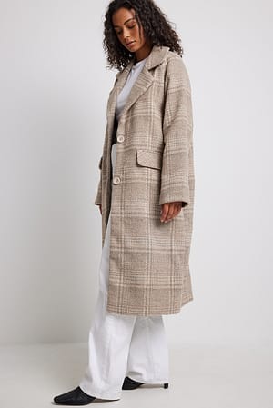 Beige Rutig oversize kappa