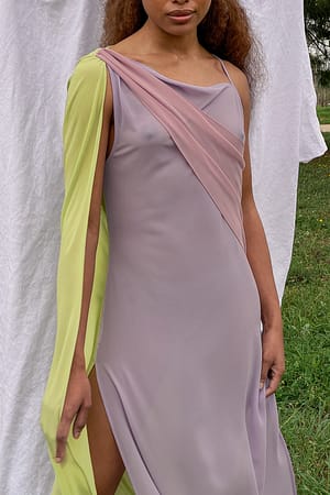 Multicolor Chiffon Layered Midi Dress