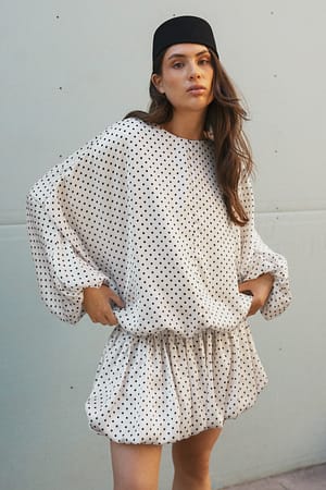 All Over Print Minikjole i chiffon med volum