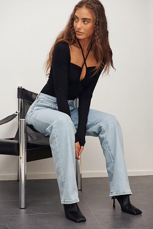Light Blue Organische gerade geschnittene Jeans