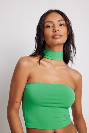 Green Bandeau-topp med chokerdetalj