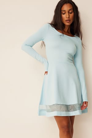 Light Blue Jurk met ronde uitsnede