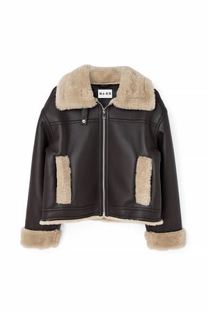 Dark Brown Klassisk jakke med bundet materiale