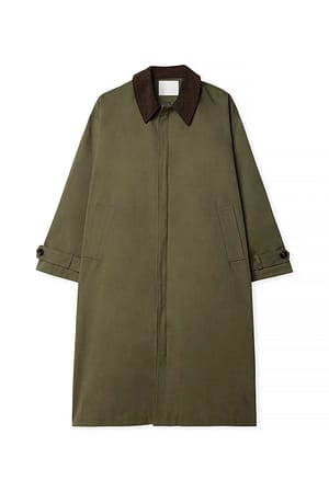 Khaki Trenchcoat med kontrastkrage