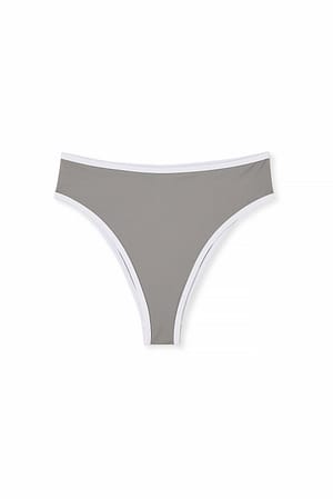 Grey Højtskåret bikinitrusse med kontrastdetaljer