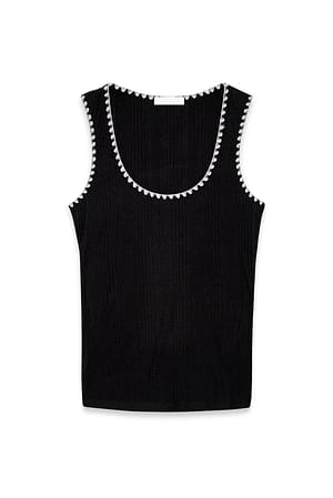 Black Contrast Stich Singlet