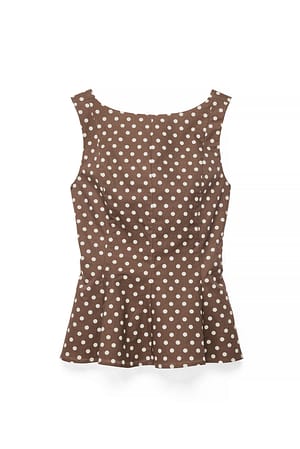 Dot Print Cotton Open Back Top