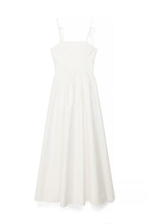 White Maxikleid aus Baumwolle mit Schnürdetail