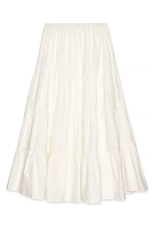 White Cotton A-line Maxi Skirt