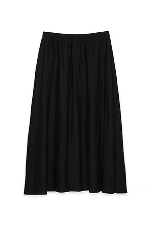 Black Cotton Flowy Long Skirt