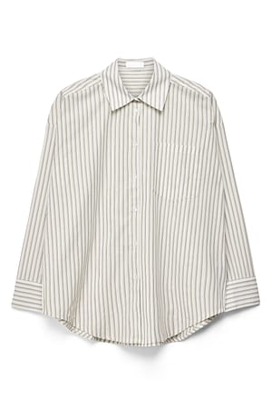 Green Stripe Baumwoll-Schleifen-Detail-Shirt