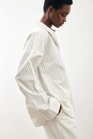 Green Stripe Cotton Loop Detail Shirt