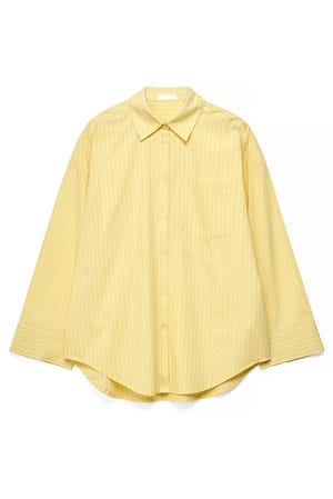 Yellow Stripe Baumwoll-Schleifen-Detail-Shirt
