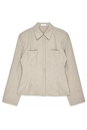 Beige Tætsiddende skjorte i krøllet look