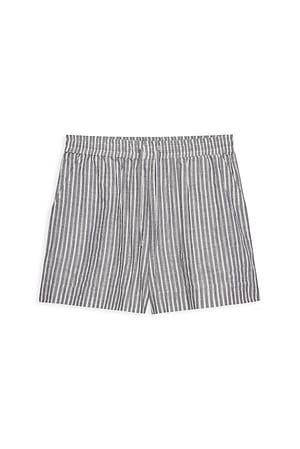Grey/White Stripe Short en maille à taille mi-haute