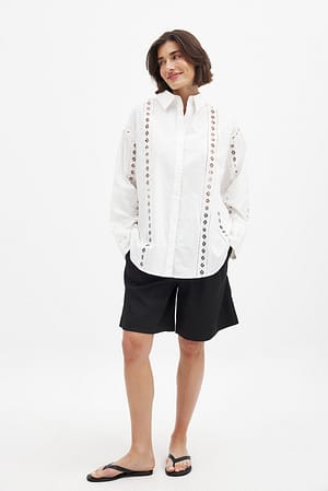 Cream Crochet Insert Shirt