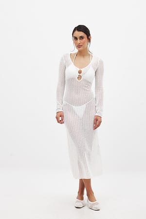 White Vestido de punto de ganchillo