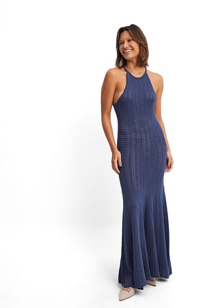 Navy Robe mi-longue en maille au crochet