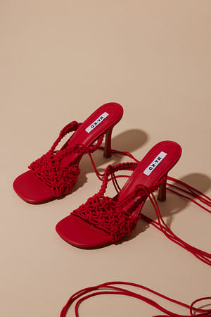 Rustic Red Crocheted High Heels