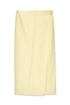 Butter Falda midi de PU con efecto cocodrilo
