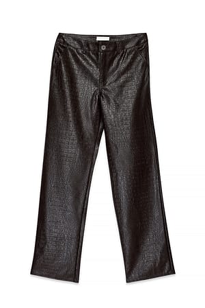 Brown Croco Pu Pants