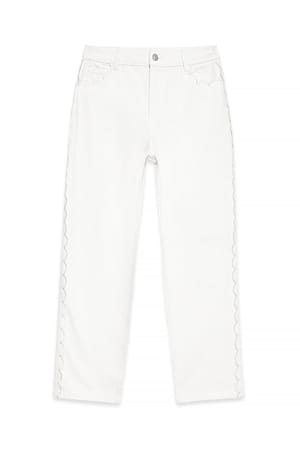 White Kort denim med kantdetaljer