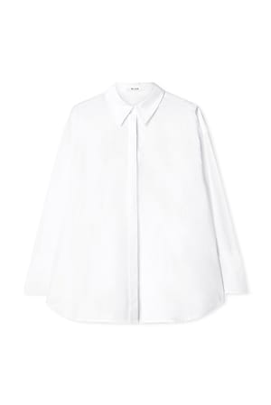 White Baumwollshirt mit Manschetten-Detail