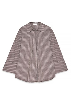 Brown Stripe Baumwollshirt mit Manschetten-Detail