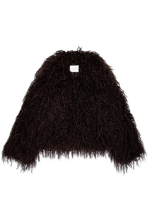 Brown Gekrulde faux bontjas