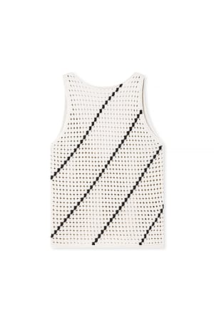 Beige Deep Back Crochet Knitted Singlet