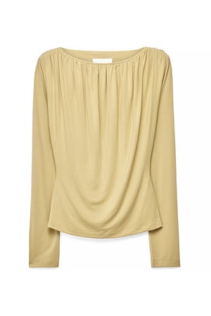 Green Lyocell Deep Back Draped Top