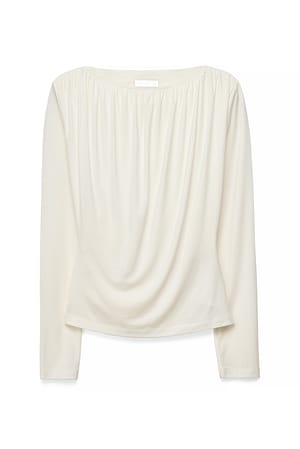 Offwhite Lyocell Deep Back Draped Top