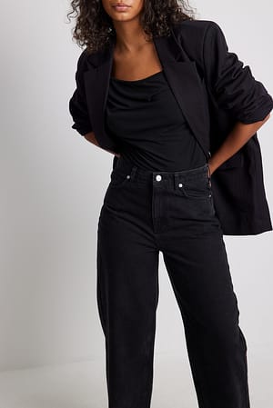 Black Deep Back Rouched Body