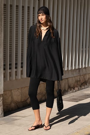 Black Deep V Neck Tunic