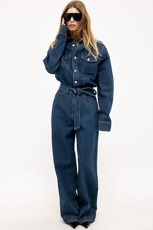 Mid Blue Oversized jumpsuit i denim